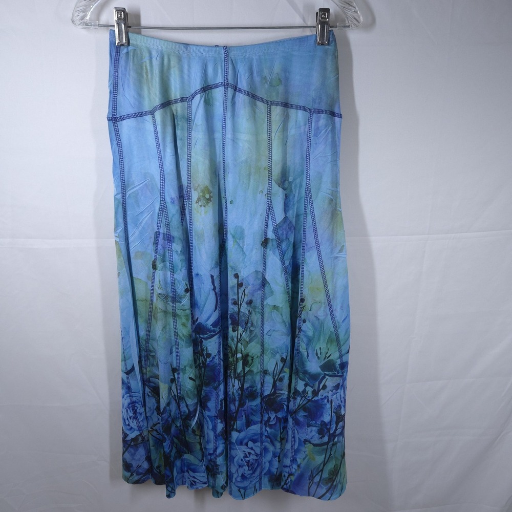 OneWorld Live and Let Live Womens Boho‎ Fairy Hippie Skirt XS Blue Floral Y2K